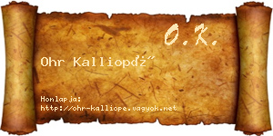 Ohr Kalliopé névjegykártya